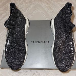 Balenciaga Black Sparkly Speed Sock Sneaker